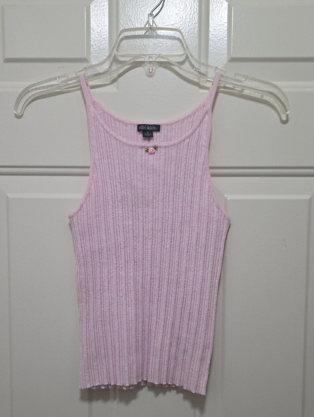 wild fable Light Pink Ribbed Tank with Front Bow